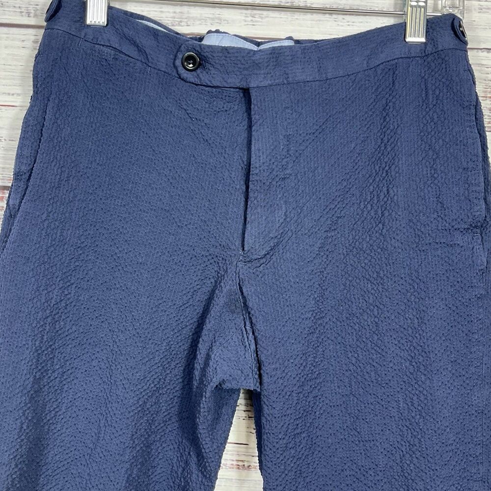 Sid Mashburn Pants 32 (Actual 31x24) Made Portugal Blue Puckered Seersucker READ